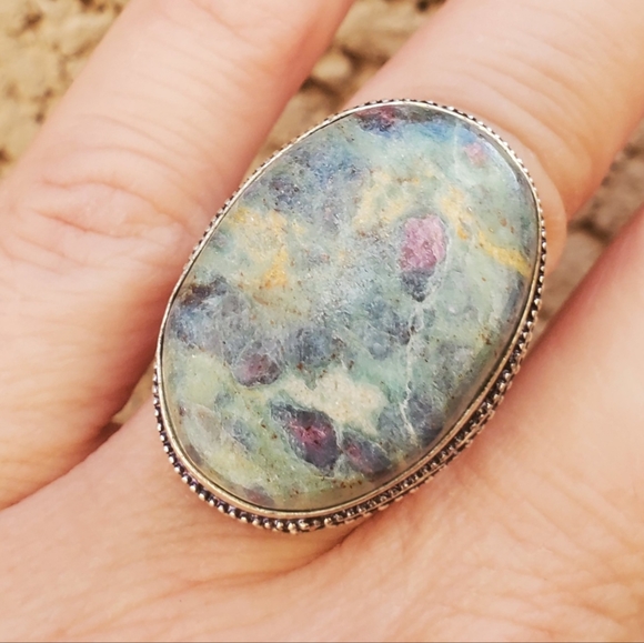 New Ruby in Fuchsite 925 Silver Ring. - Picture 11 of 16